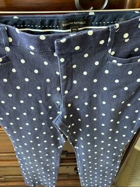 Banana Republic Navy and White Polka Dot Pants